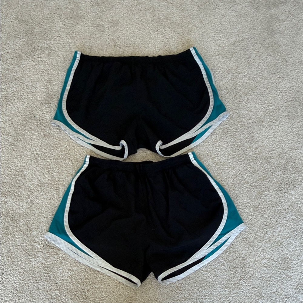 Sport-Tek Black and Teal Athletic Shorts (Pair)
